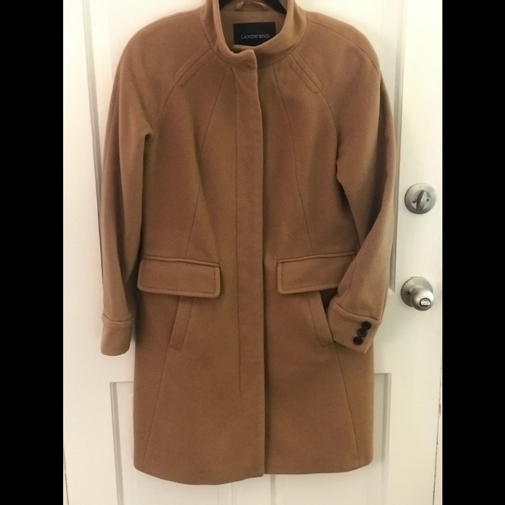 Elegant Camel wool fit/flare coat,princess seams
